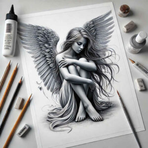 angel – tattoo design ideas free ai generated – detailed-lines – for-arm – Gallery: angel-inkby-ai