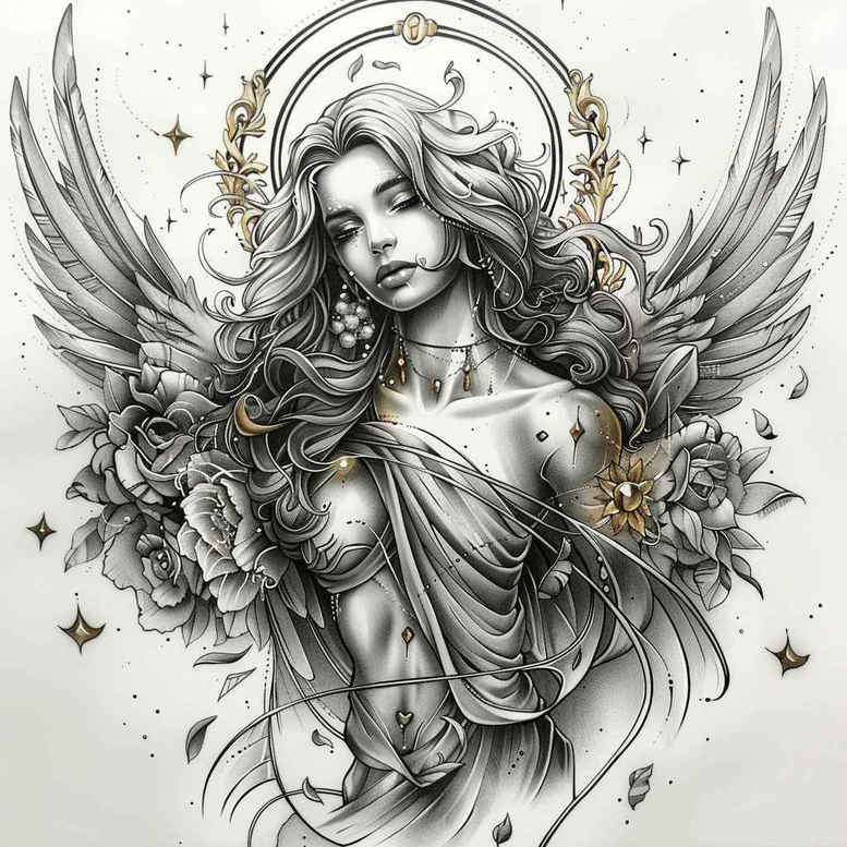 angel – tattoo design ideas free ai generated – mandala – for-arm – Gallery: angel-inkby-ai