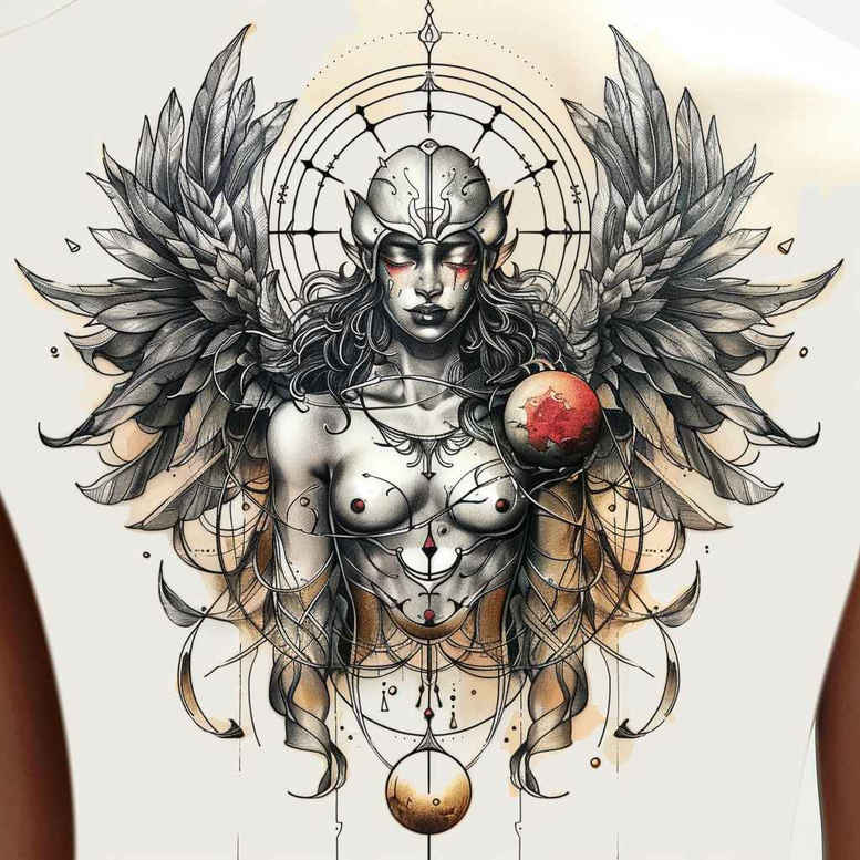 angel – tattoo design ideas free ai generated – mandala – for-arm – Gallery: angel-inkby-ai