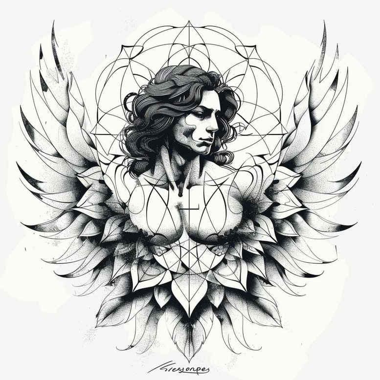 angel – tattoo design ideas free ai generated – mandala – for-arm – Gallery: angel-inkby-ai