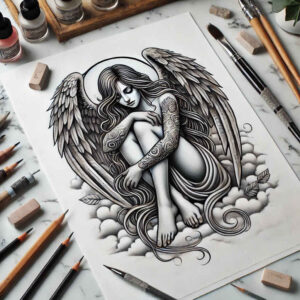 angel – tattoo design ideas free ai generated – mandala – for-arm – Gallery: angel-inkby-ai