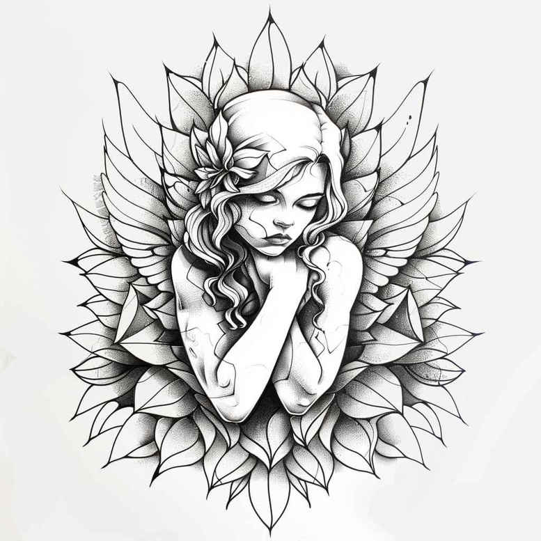 angel – tattoo design ideas free ai generated – mandala – for-arm – Gallery: angel-inkby-ai