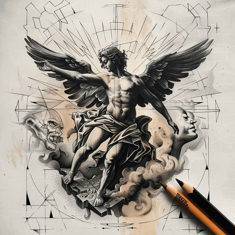 angel – tattoo design ideas free ai generated – mandala – for-arm – Gallery: angel-inkby-ai