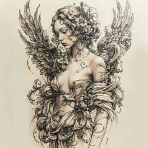 angel – tattoo design ideas free ai generated – mandala – for-arm – Gallery: angel-inkby-ai