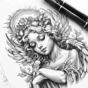 angel – tattoo design ideas free ai generated – mandala – for-arm – Gallery: angel-inkby-ai