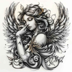 angel – tattoo design ideas free ai generated – mandala – for-arm – Gallery: angel-inkby-ai