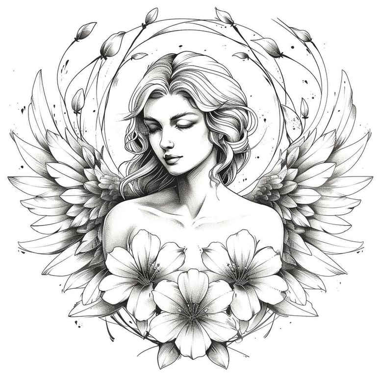 angel – tattoo design ideas free ai generated – mandala – for-arm – Gallery: angel-inkby-ai