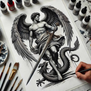 angel – tattoo design ideas free ai generated – mandala – for-arm – Gallery: angel-inkby-ai
