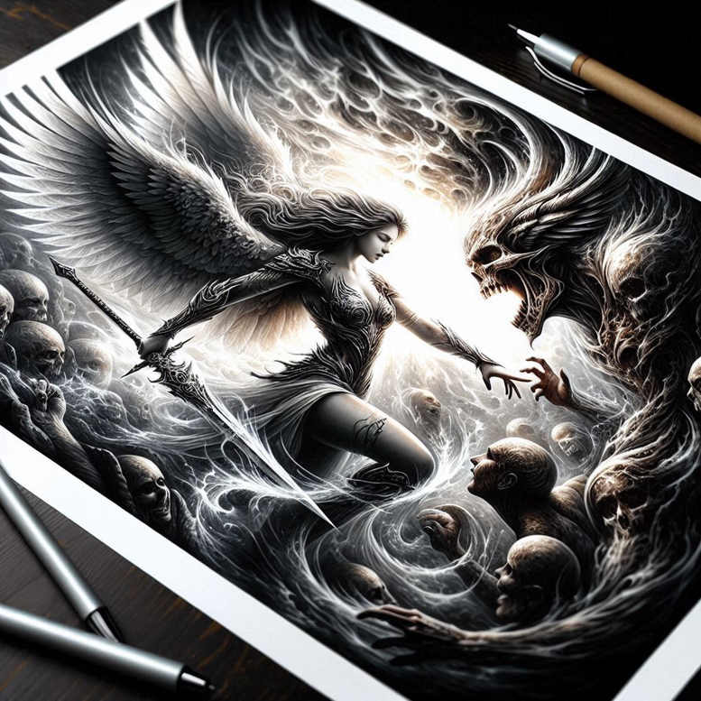 angel – tattoo design ideas free ai generated – mandala – for-arm – Gallery: angel-inkby-ai