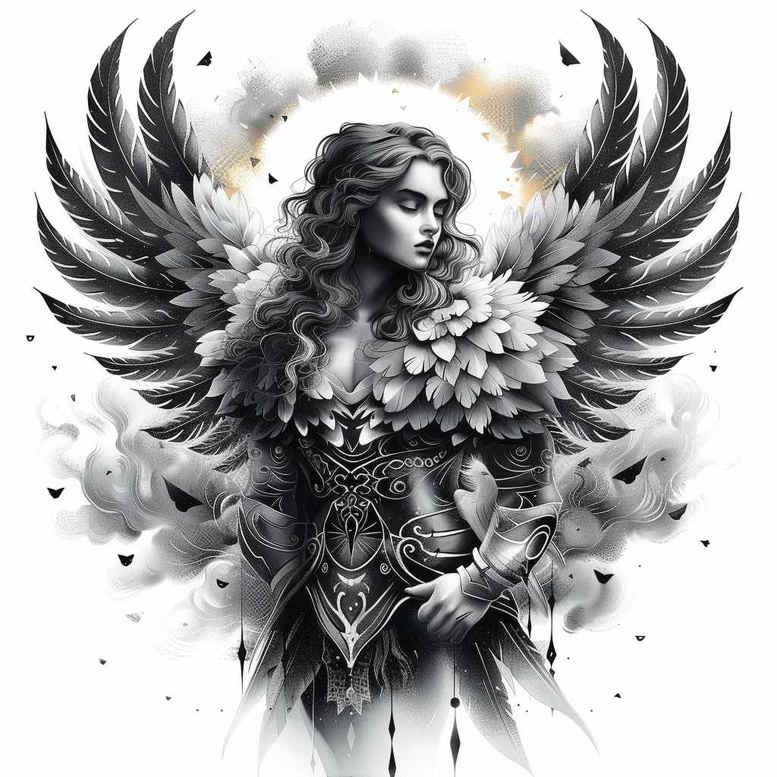 angel – tattoo design ideas free ai generated – mandala – for-arm – Gallery: angel-inkby-ai
