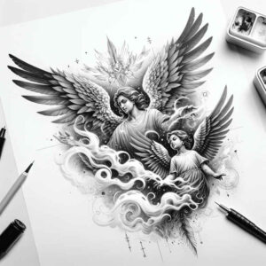 angel – tattoo design ideas free ai generated – mandala – for-arm – Gallery: angel-inkby-ai
