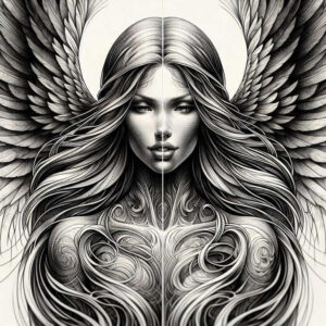 angel – tattoo design ideas free ai generated – mandala – for-arm – Gallery: angel-inkby-ai