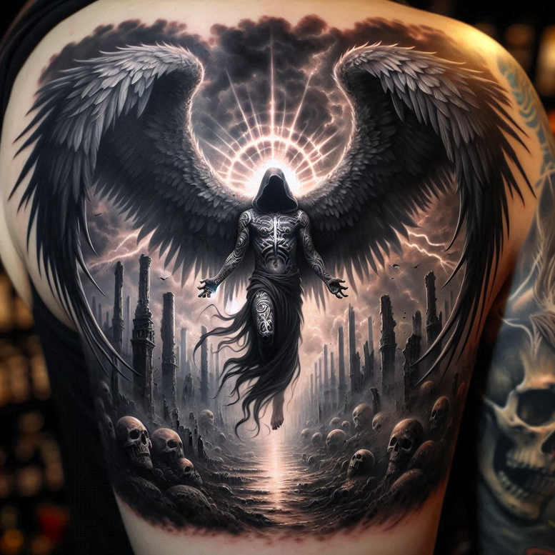 angel – tattoo design ideas free ai generated – mandala – for-arm – Gallery: angel-inkby-ai