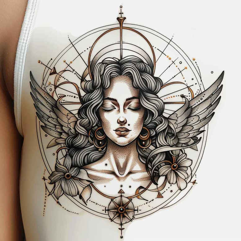 angel – tattoo design ideas free ai generated – mandala – for-arm – Gallery: angel-inkby-ai