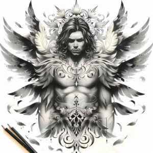 angel – tattoo design ideas free ai generated – mandala – for-arm – Gallery: angel-inkby-ai
