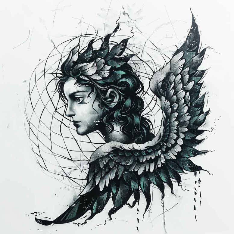 angel – tattoo design ideas free ai generated – mandala – for-arm – Gallery: angel-inkby-ai