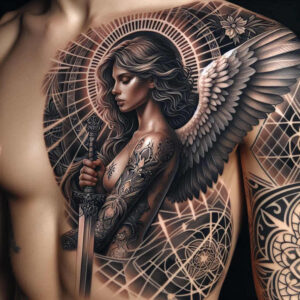 angel – tattoo design ideas free ai generated – mandala – for-arm – Gallery: angel-inkby-ai