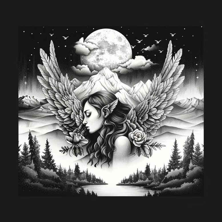 angel – tattoo design ideas free ai generated – mandala – for-arm – Gallery: angel-inkby-ai