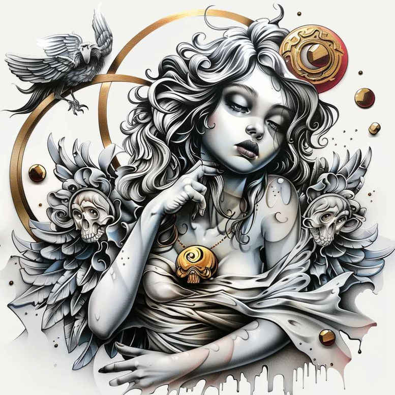 angel – tattoo design ideas free ai generated – mandala – for-arm – Gallery: angel-inkby-ai