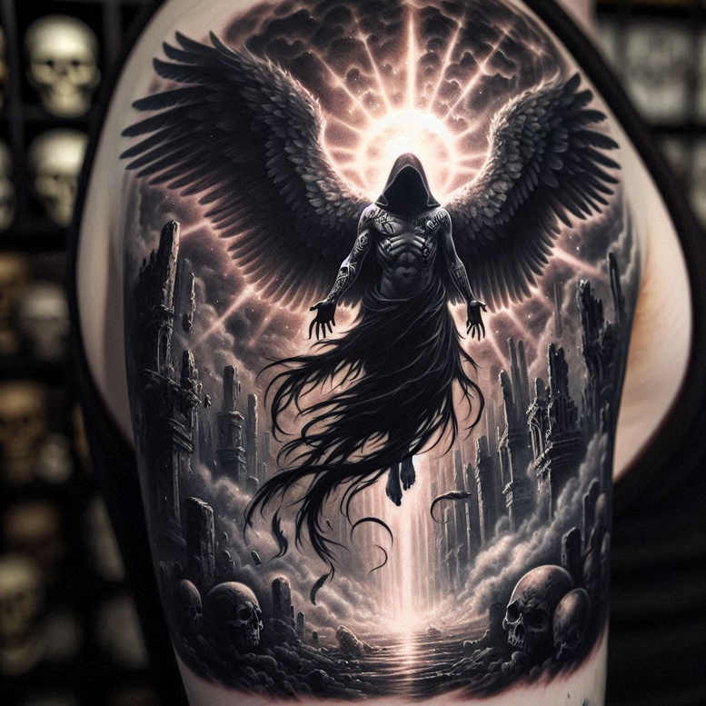 angel – tattoo design ideas free ai generated – mandala – for-arm – Gallery: angel-inkby-ai
