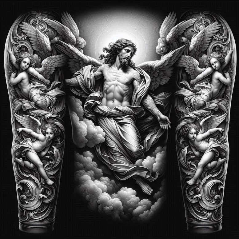 angel – tattoo design ideas free ai generated – mandala – for-arm – Gallery: angel-inkby-ai