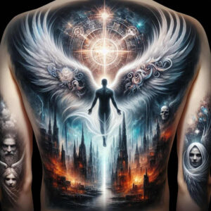 angel – tattoo design ideas free ai generated – mandala – for-arm – Gallery: angel-inkby-ai