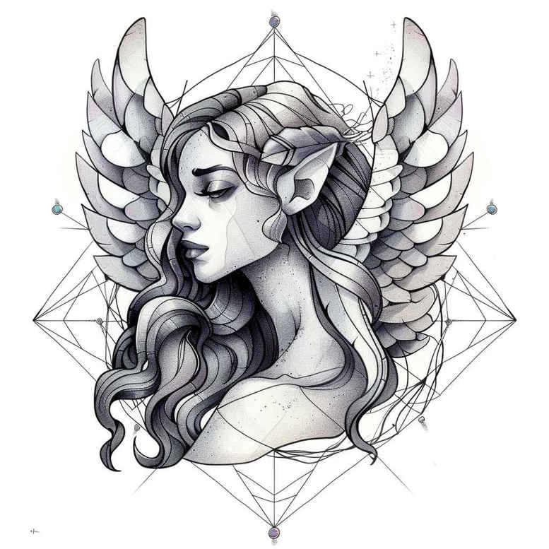 angel – tattoo design ideas free ai generated – mandala – for-arm – Gallery: angel-inkby-ai