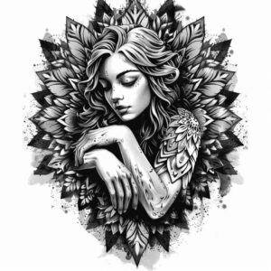 angel – tattoo design ideas free ai generated – mandala – for-arm – Gallery: angel-inkby-ai