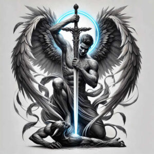 angel – tattoo design ideas free ai generated – neotraditional-artful-color – for-arm – Gallery: angel-inkby-ai