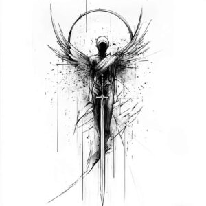 angel – tattoo design ideas free ai generated – neotraditional-bright-color – for-chest – Gallery: angel-inkby-ai