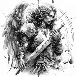 angel – tattoo design ideas free ai generated – ornate-circle – for-arm – Gallery: angel-inkby-ai