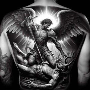 angel – tattoo design ideas free ai generated – radiating-symmetry – for-arm – Gallery: angel-inkby-ai