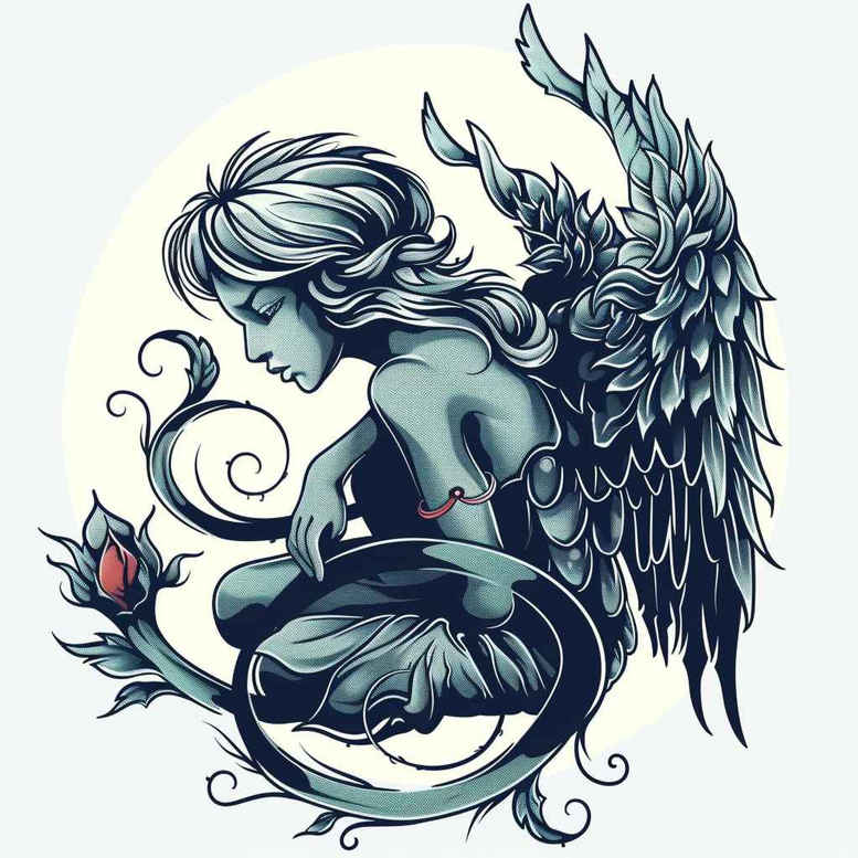 angel – tattoo design ideas free ai generated – realism-photo-realistic – for-arm – Gallery: angel-inkby-ai
