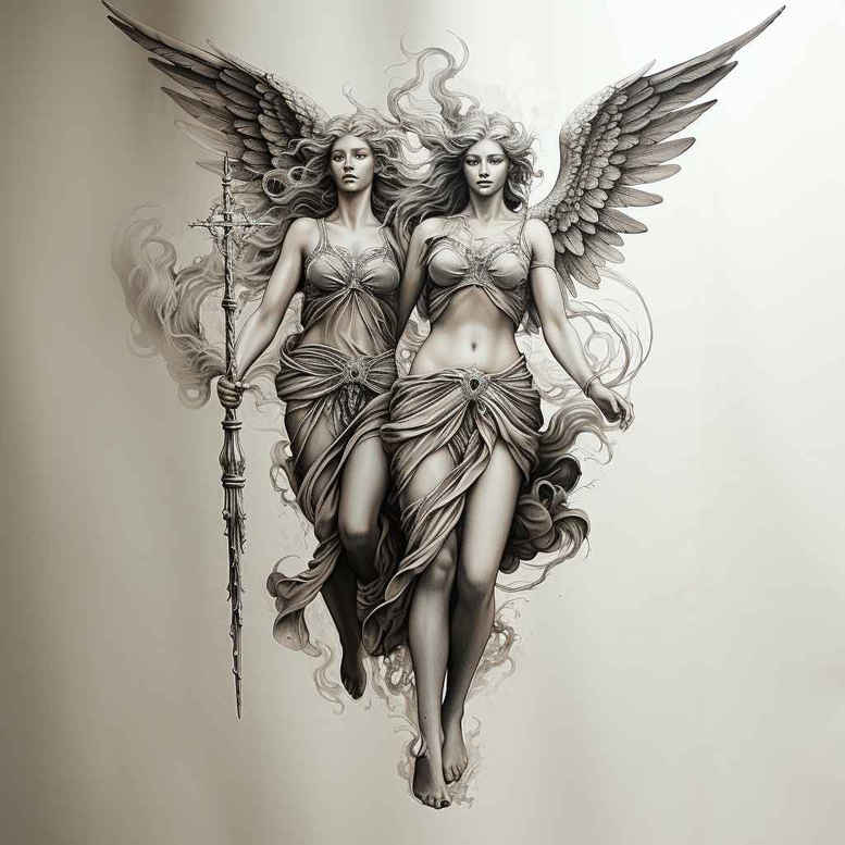 angel – tattoo design ideas free ai generated – realism-photo-realistic – for-arm – Gallery: angel-inkby-ai