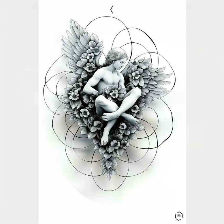 angel – tattoo design ideas free ai generated – realism-photo-realistic – for-arm – Gallery: angel-inkby-ai