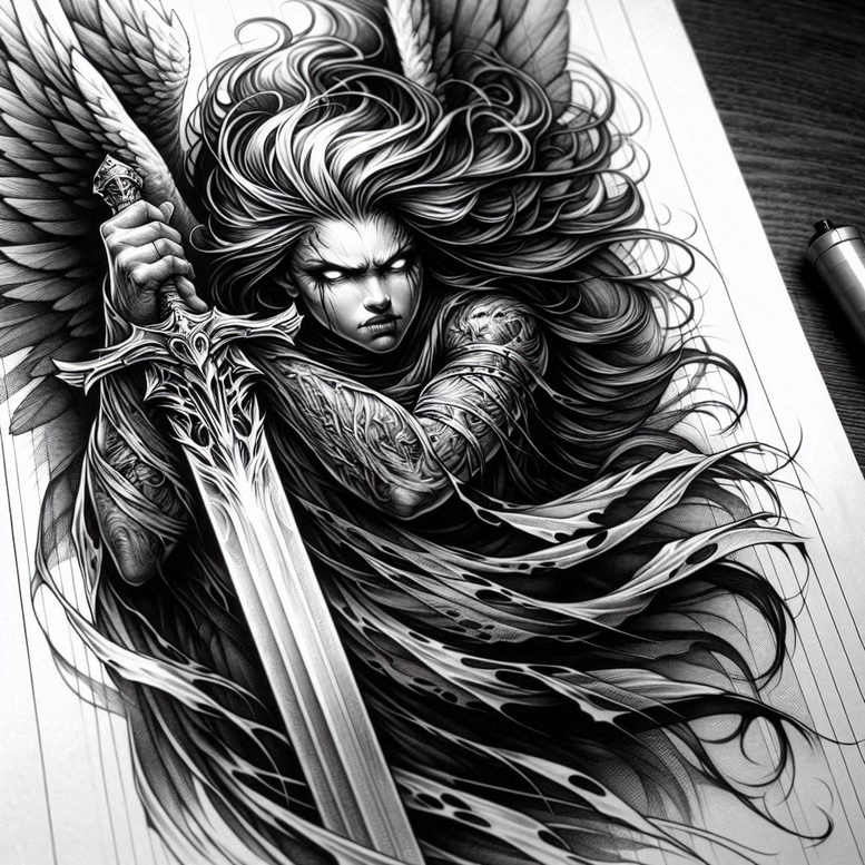 angel – tattoo design ideas free ai generated – realism-photo-realistic – for-arm – Gallery: angel-inkby-ai