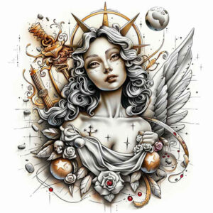 angel – tattoo design ideas free ai generated – realism-photo-realistic – for-arm – Gallery: angel-inkby-ai
