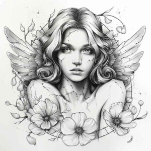 angel – tattoo design ideas free ai generated – realism-photo-realistic – for-arm – Gallery: angel-inkby-ai