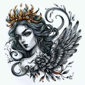 angel – tattoo design ideas free ai generated – realism-photo-realistic – for-arm – Gallery: angel-inkby-ai