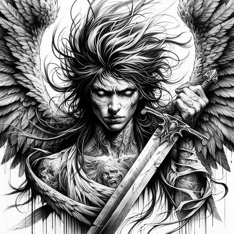 angel – tattoo design ideas free ai generated – realism-photo-realistic – for-arm – Gallery: angel-inkby-ai