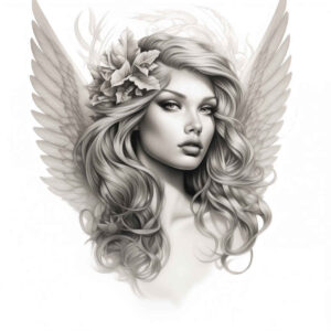 angel – tattoo design ideas free ai generated – realism-photo-realistic – for-arm – Gallery: angel-inkby-ai
