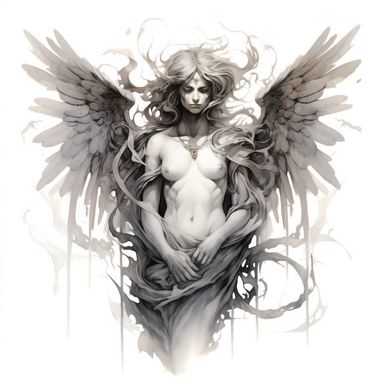 angel – tattoo design ideas free ai generated – realism-photo-realistic – for-arm – Gallery: angel-inkby-ai