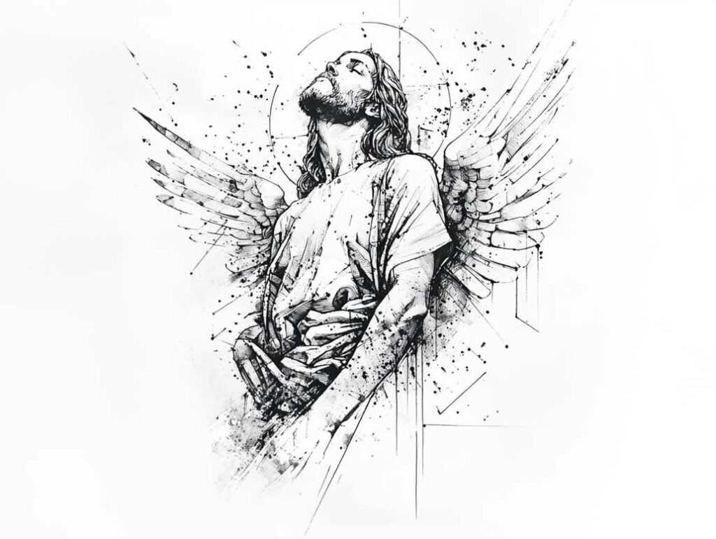 angel – tattoo design ideas free ai generated – realism-soft-highlights – for-stomach – Gallery: angel-inkby-ai