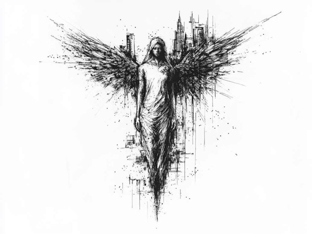 angel-messenger – tattoo design ideas free ai generated – neotraditional-rich-shading – for-upper-shoulder – Gallery: angel-inkby-ai