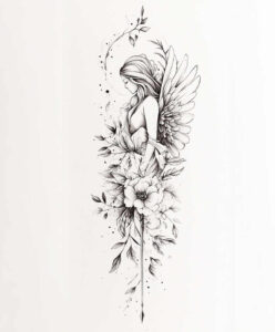 angel-messenger – tattoo design ideas free ai generated – realism-high-resolution-tattoo – for-wrist-side – Gallery: angel-inkby-ai