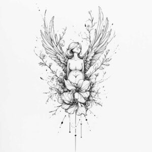 angel-messenger – tattoo design ideas free ai generated – realism-shadow-realism – for-ankle – Gallery: angel-inkby-ai