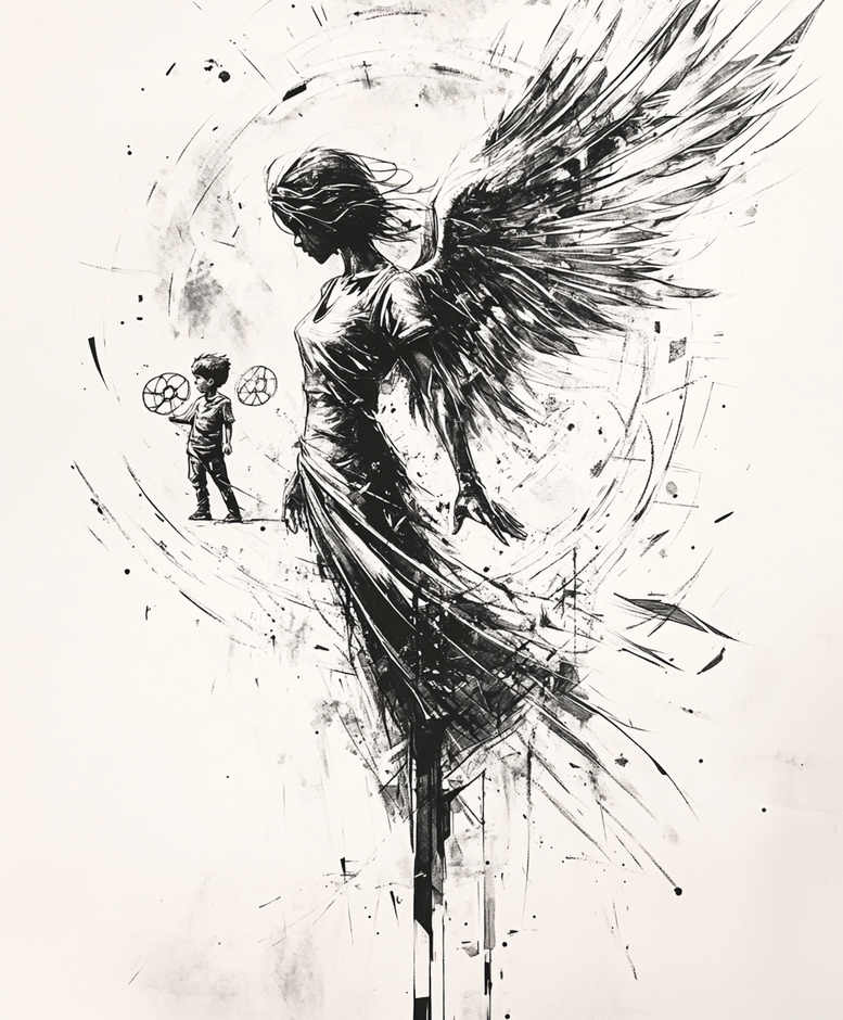 angel-of-charity – tattoo design ideas free ai generated – neotraditional-bright-color – for-spine – Gallery: angel-inkby-ai
