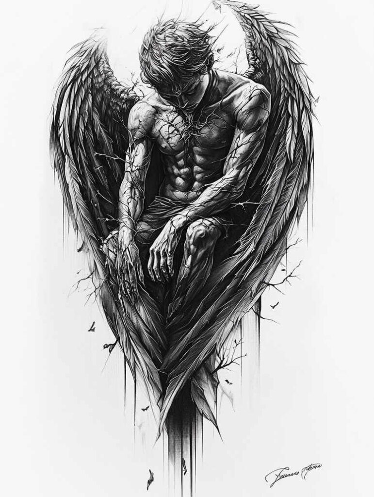 angel-of-charity – tattoo design ideas free ai generated – neotraditional-layered-color – for-full-back – Gallery: angel-inkby-ai