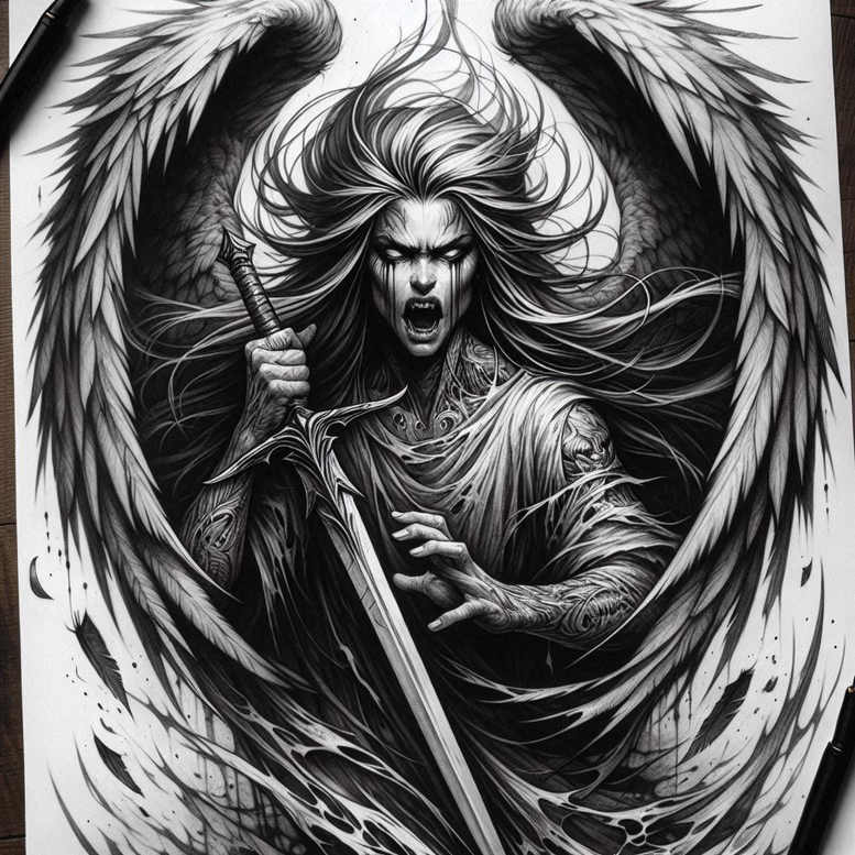 angel-of-charity – tattoo design ideas free ai generated – neotraditional-soft-blending – for-lower-arm – Gallery: angel-inkby-ai