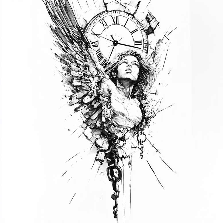angel-of-compassion – tattoo design ideas free ai generated – neotraditional-color-blending – for-inner-arm – Gallery: angel-inkby-ai